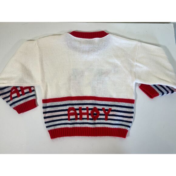 Vintage Children's Sweater - Red, White and Blue Ahoy Sailor by Miniwaves (1970) - Picture 5 of 8